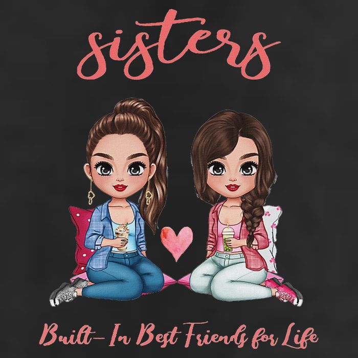 2 Sisters Anime Chibi Built In Best Friends For Life Golf Towel
