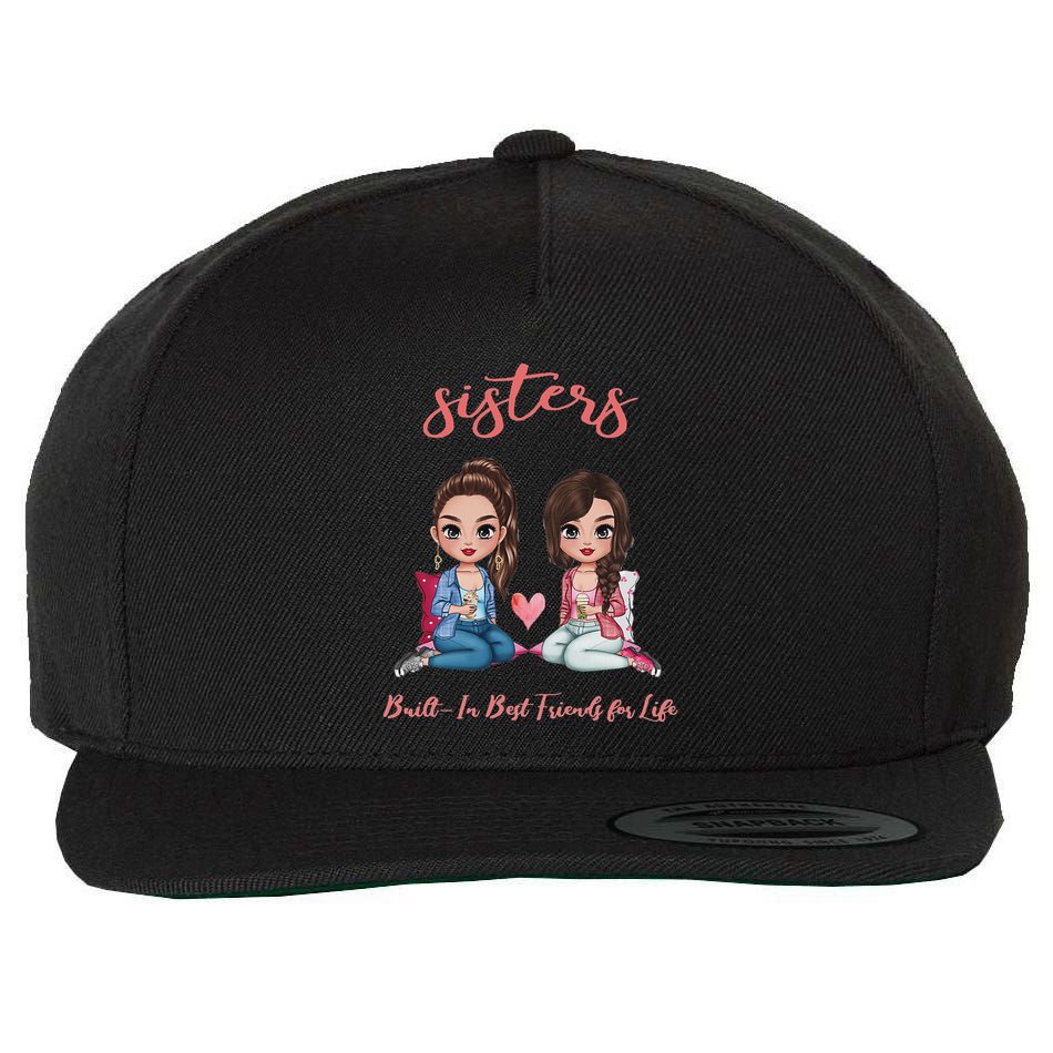 2 Sisters Anime Chibi Built In Best Friends For Life Wool Snapback Cap