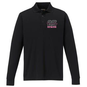 2025 Senior Class Class Of 2025 Seniors Pink School Cool Gift Performance Long Sleeve Polo