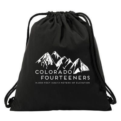 2 Side Colorado Fourteeners Rocky Mountain State Hiker Trail Drawstring Bag