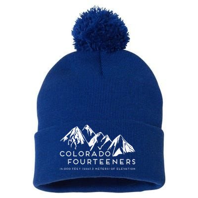 2 Side Colorado Fourteeners Rocky Mountain State Hiker Trail Pom Pom 12in Knit Beanie