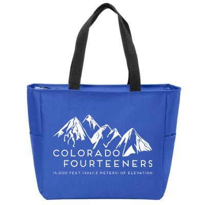 2 Side Colorado Fourteeners Rocky Mountain State Hiker Trail Zip Tote Bag