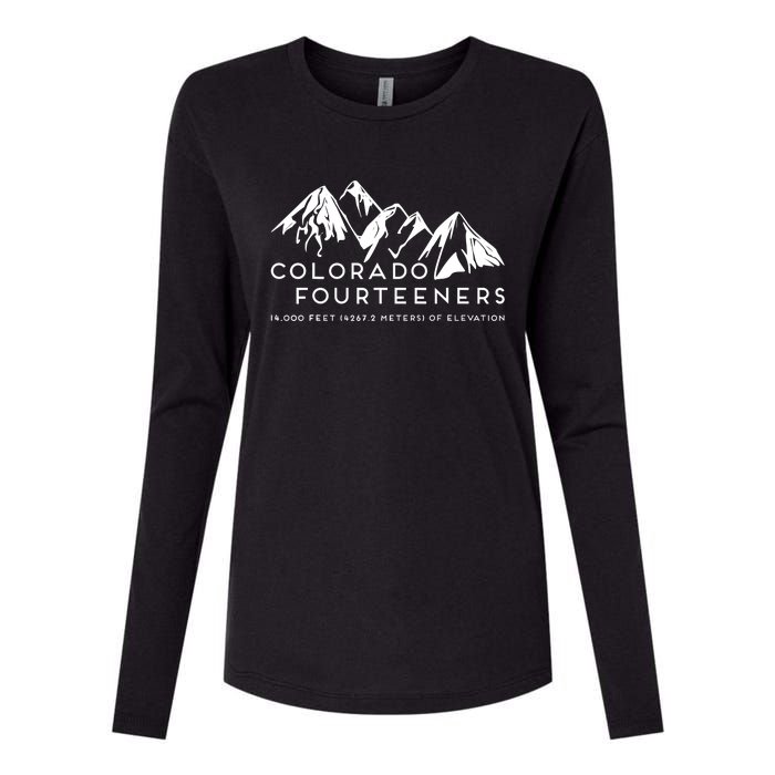 2 Side Colorado Fourteeners Rocky Mountain State Hiker Trail Womens Cotton Relaxed Long Sleeve T-Shirt