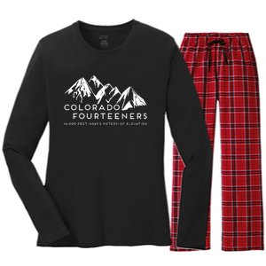 2 Side Colorado Fourteeners Rocky Mountain State Hiker Trail Women's Long Sleeve Flannel Pajama Set 