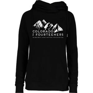 2 Side Colorado Fourteeners Rocky Mountain State Hiker Trail Womens Funnel Neck Pullover Hood