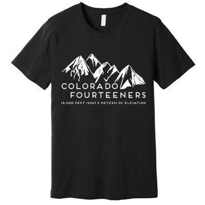 2 Side Colorado Fourteeners Rocky Mountain State Hiker Trail Premium T-Shirt