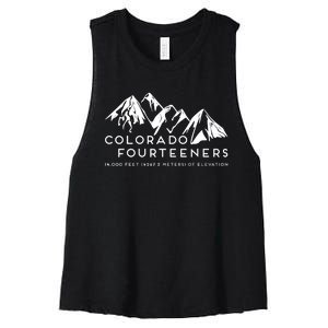 2 Side Colorado Fourteeners Rocky Mountain State Hiker Trail Women's Racerback Cropped Tank