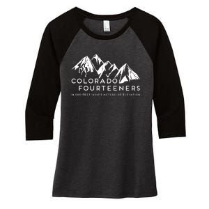 2 Side Colorado Fourteeners Rocky Mountain State Hiker Trail Women's Tri-Blend 3/4-Sleeve Raglan Shirt