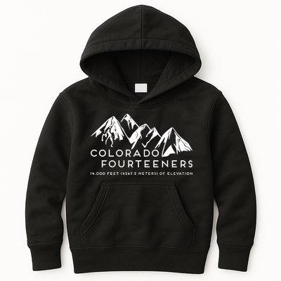 2 Side Colorado Fourteeners Rocky Mountain State Hiker Trail Kids Hoodie