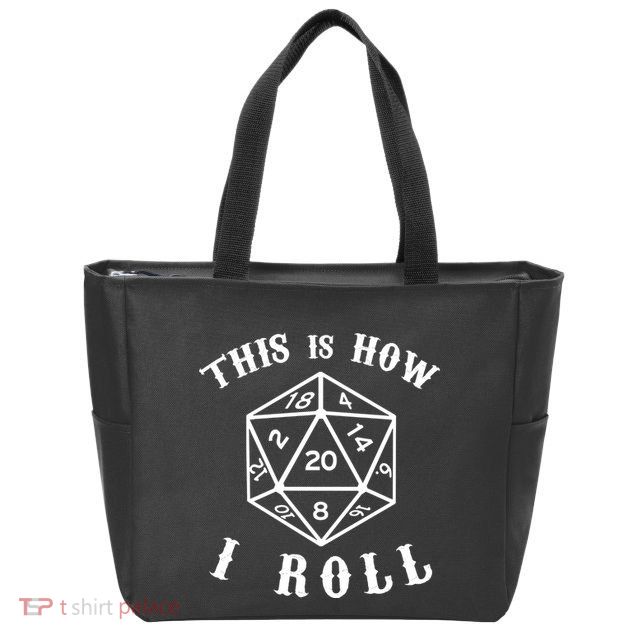 20 Sided Dice D&D Zip Tote Bag