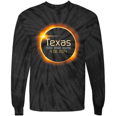 2024 Solar Eclipse Texas Usa Totality Gift Tie-Dye Long Sleeve Shirt