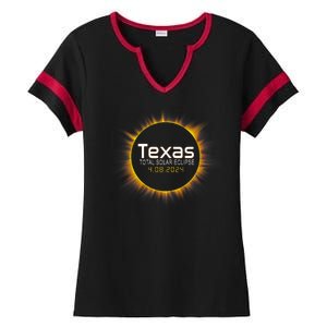 2024 Solar Eclipse Texas Usa Ladies Halftime Notch Neck Tee