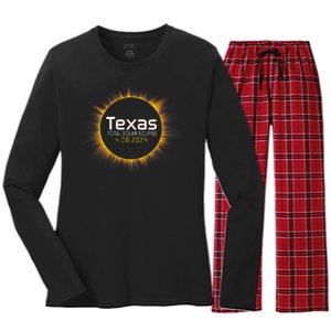 2024 Solar Eclipse Texas Usa Women's Long Sleeve Flannel Pajama Set 