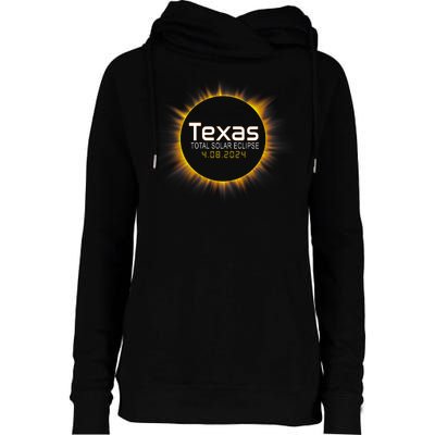 2024 Solar Eclipse Texas Usa Womens Funnel Neck Pullover Hood