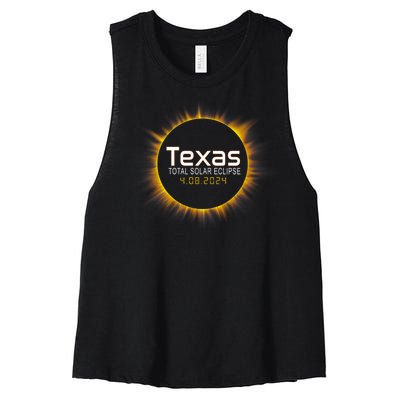 2024 Solar Eclipse Texas Usa Women's Racerback Cropped Tank