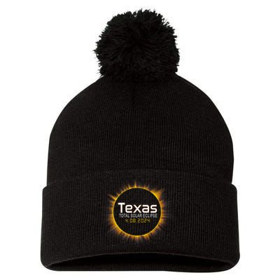 2024 Solar Eclipse Texas Usa Pom Pom 12in Knit Beanie