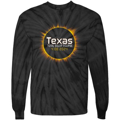 2024 Solar Eclipse Texas Usa Tie-Dye Long Sleeve Shirt
