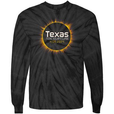 2024 Solar Eclipse Texas Usa Tie-Dye Long Sleeve Shirt