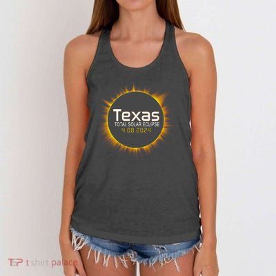 2024 Solar Eclipse Texas Usa Women's Knotted Racerback Tank