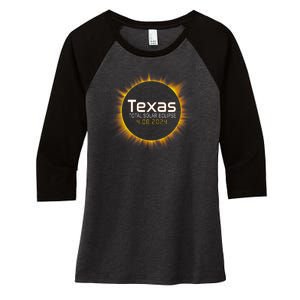 2024 Solar Eclipse Texas Usa Women's Tri-Blend 3/4-Sleeve Raglan Shirt