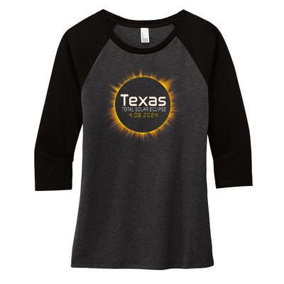 2024 Solar Eclipse Texas Usa Women's Tri-Blend 3/4-Sleeve Raglan Shirt