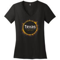 2024 Solar Eclipse Texas Usa Women's V-Neck T-Shirt