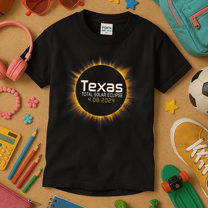 2024 Solar Eclipse Texas Usa Kids T-Shirt