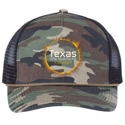 2024 Solar Eclipse Texas Usa Retro Rope Trucker Hat Cap