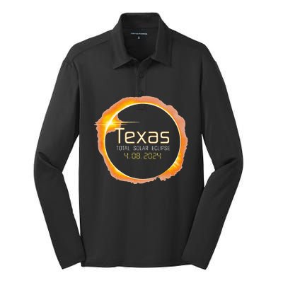 2024 Solar Eclipse Texas USA Totality Silk Touch Performance Long Sleeve Polo