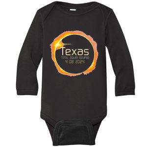 2024 Solar Eclipse Texas USA Totality Baby Long Sleeve Bodysuit