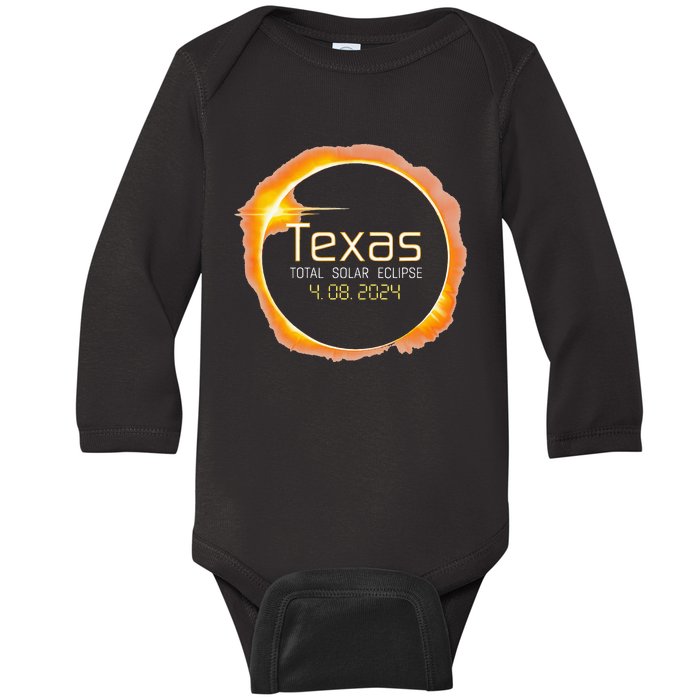 2024 Solar Eclipse Texas USA Totality Baby Long Sleeve Bodysuit