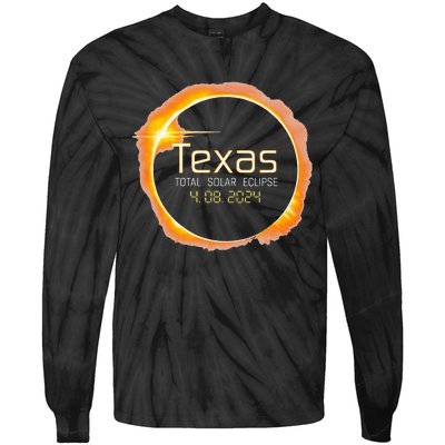 2024 Solar Eclipse Texas USA Totality Tie-Dye Long Sleeve Shirt