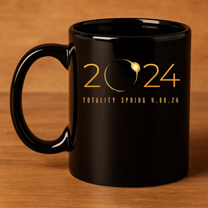 2024 Solar Eclipse American Totality Spring 4.08.24 11oz C Handle Ceramic Mug