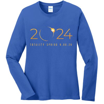 2024 Solar Eclipse American Totality Spring 4.08.24 Ladies Long Sleeve Shirt