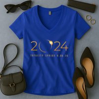 2024 Solar Eclipse American Totality Spring 4.08.24 Women's V-Neck T-Shirt