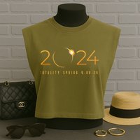 2024 Solar Eclipse American Totality Spring 4.08.24 Garment-Dyed Women's Muscle Tee