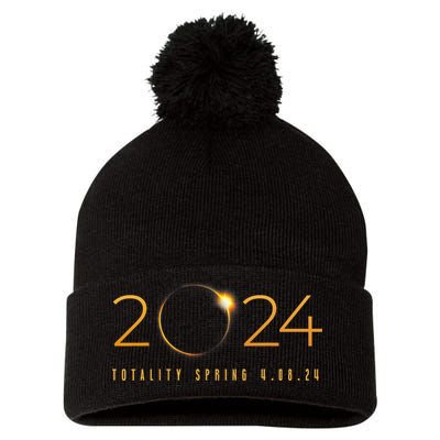 2024 Solar Eclipse American Totality Spring 4.08.24 Pom Pom 12in Knit Beanie