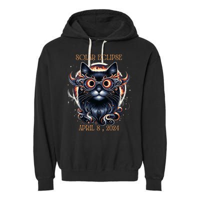 2024 Solar Eclipse Fantasy Cat Wearing Solar Eclipse Glasses Garment-Dyed Fleece Hoodie