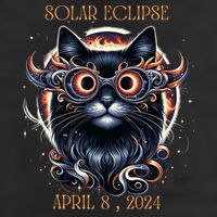 2024 Solar Eclipse Fantasy Cat Wearing Solar Eclipse Glasses 7 Panel Mesh Trucker Snapback Hat