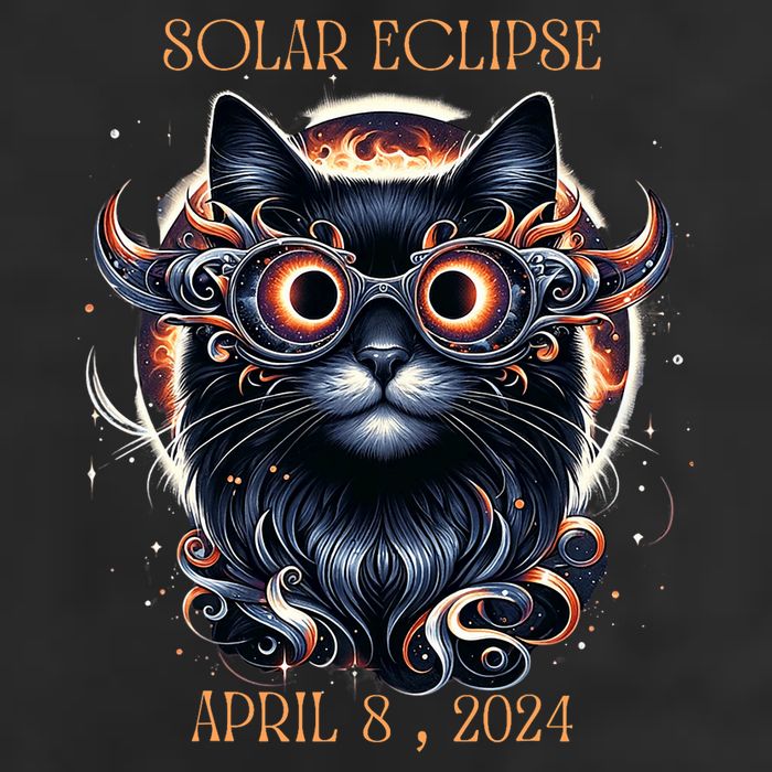 2024 Solar Eclipse Fantasy Cat Wearing Solar Eclipse Glasses 7 Panel Mesh Trucker Snapback Hat