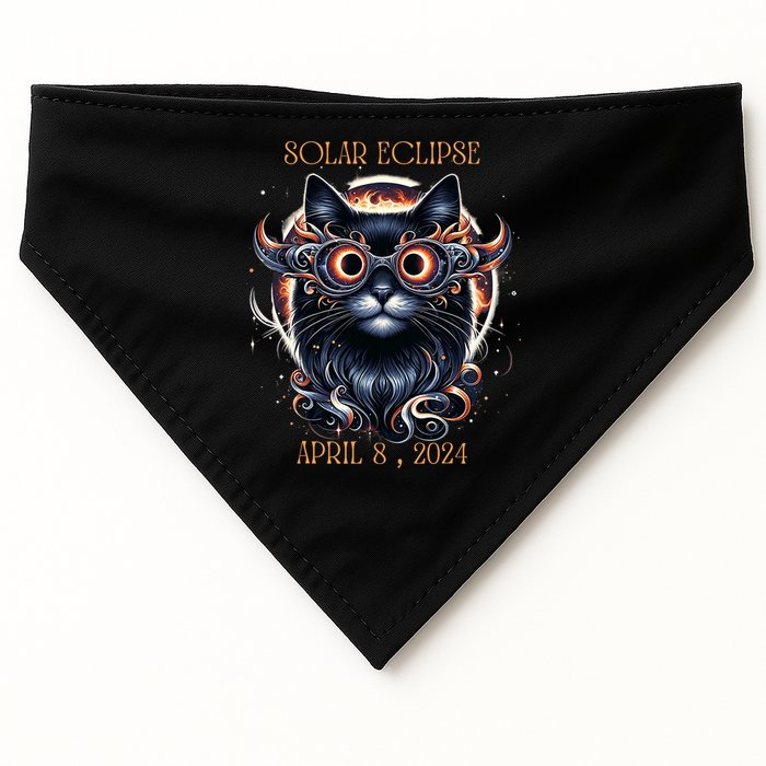 2024 Solar Eclipse Fantasy Cat Wearing Solar Eclipse Glasses USA-Made Doggie Bandana