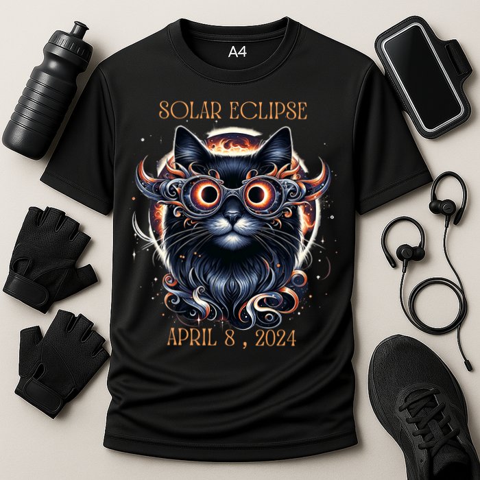 2024 Solar Eclipse Fantasy Cat Wearing Solar Eclipse Glasses Performance Shirt