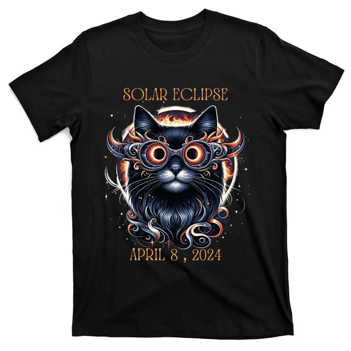 2024 Solar Eclipse Fantasy Cat Wearing Solar Eclipse Glasses T-Shirt