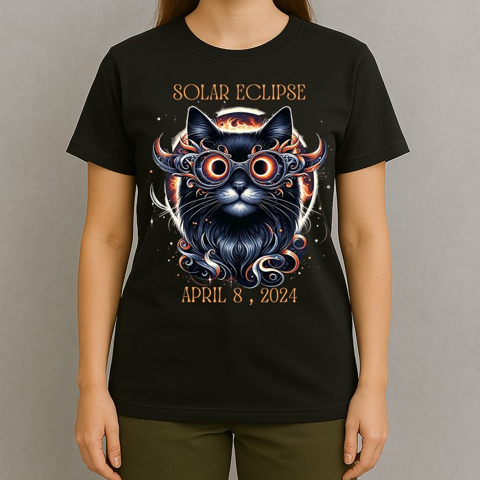 2024 Solar Eclipse Fantasy Cat Wearing Solar Eclipse Glasses T-Shirt
