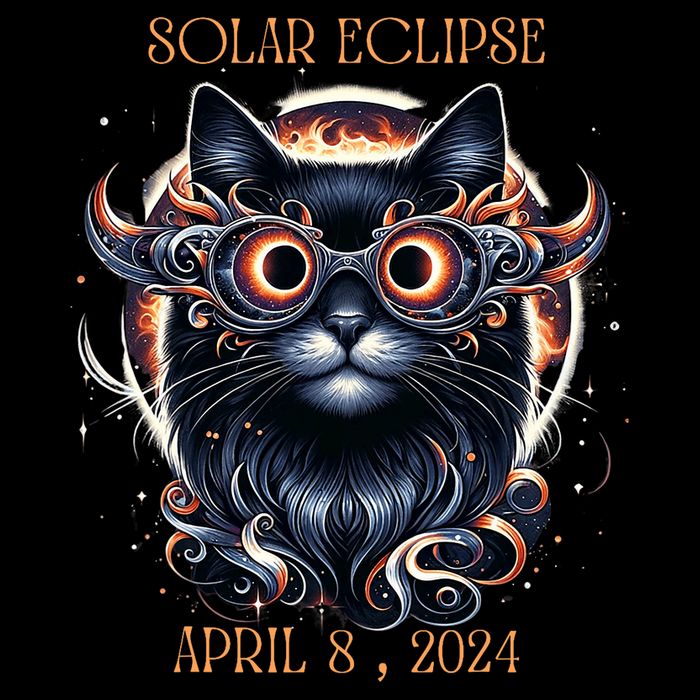 2024 Solar Eclipse Fantasy Cat Wearing Solar Eclipse Glasses T-Shirt