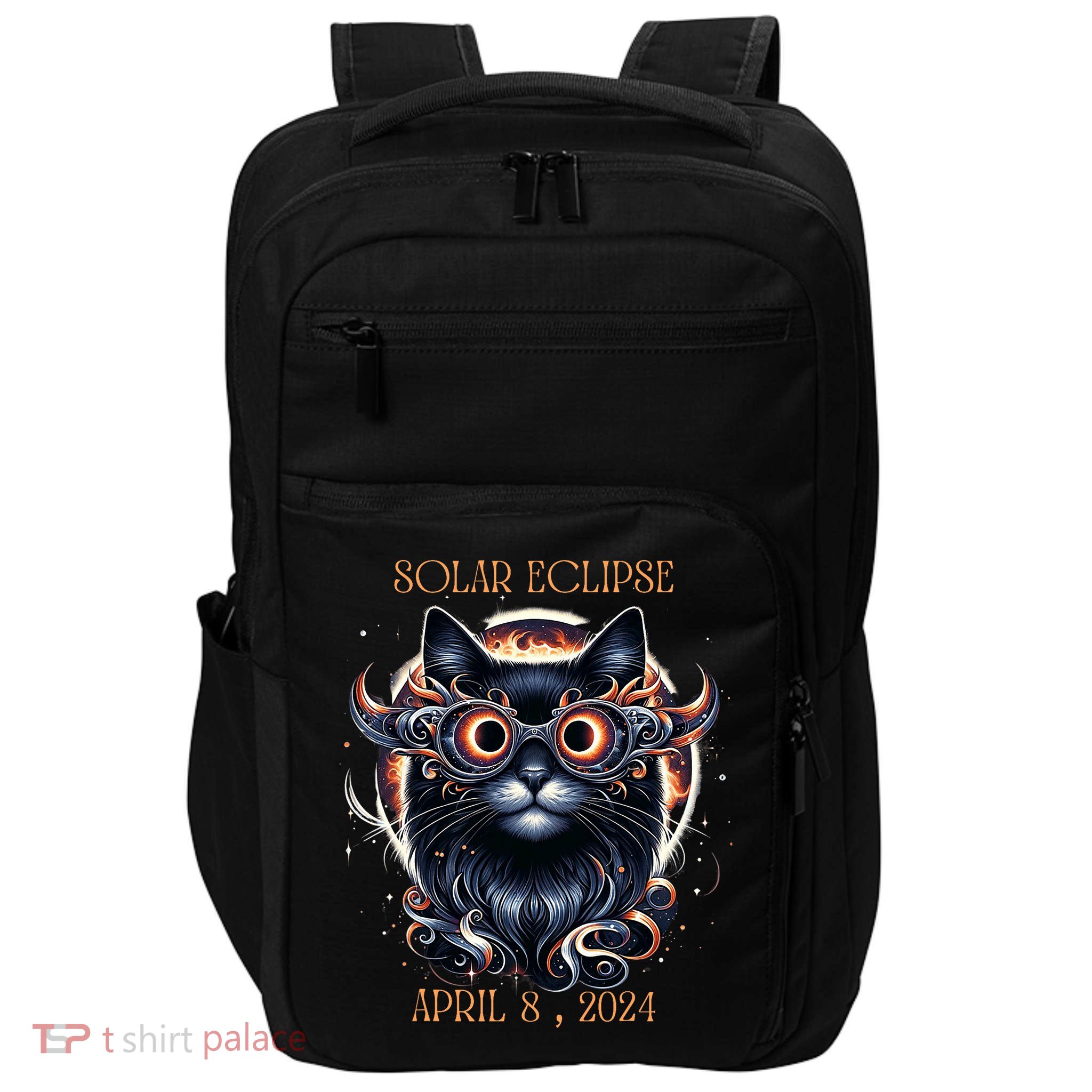 2024 Solar Eclipse Fantasy Cat Wearing Solar Eclipse Glasses Impact Tech Backpack