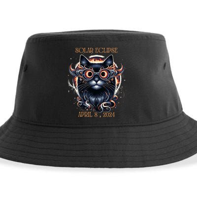 2024 Solar Eclipse Fantasy Cat Wearing Solar Eclipse Glasses Sustainable Bucket Hat