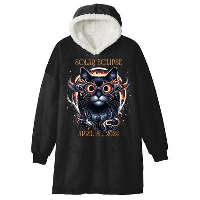 2024 Solar Eclipse Fantasy Cat Wearing Solar Eclipse Glasses Hooded Wearable Blanket