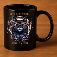 2024 Solar Eclipse Fantasy Cat Wearing Solar Eclipse Glasses 11oz C Handle Ceramic Mug
