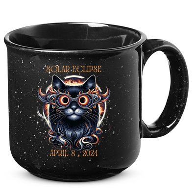 2024 Solar Eclipse Fantasy Cat Wearing Solar Eclipse Glasses 15oz Campfire Ceramic Mug